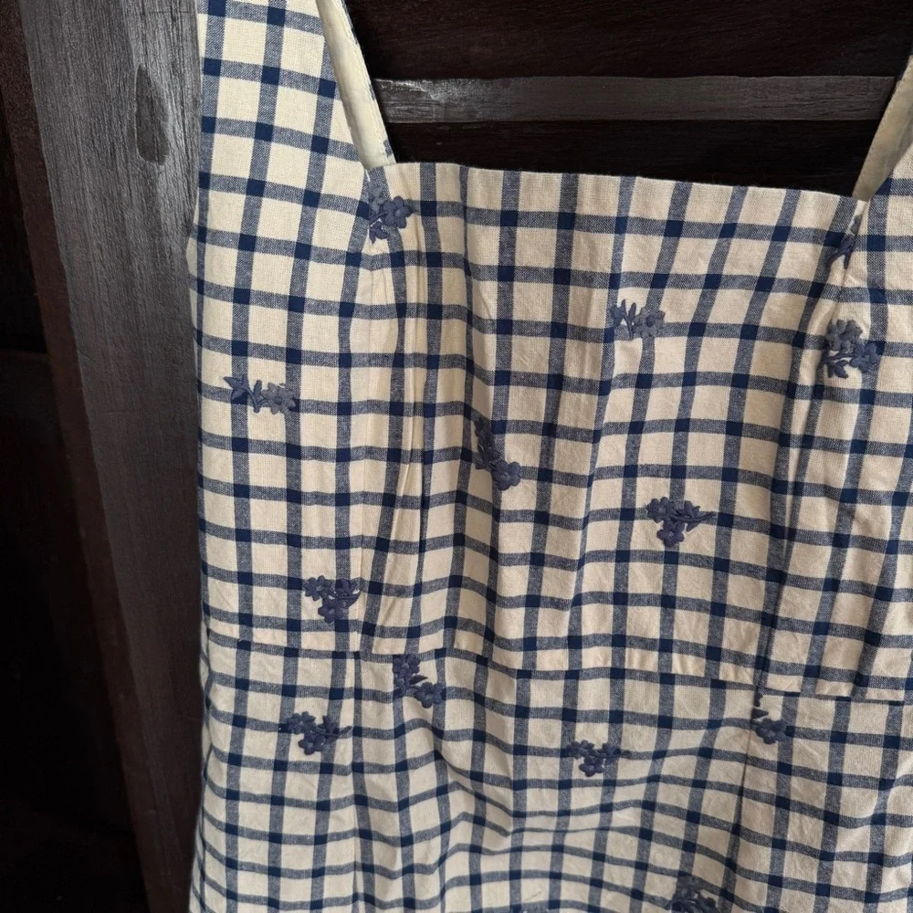 Sezane White and Navy Checked Mini Dress - Picture 5 of 11